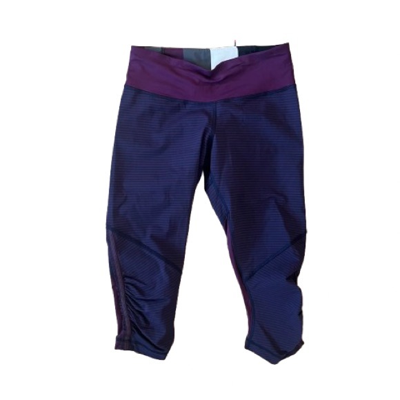 Lululemon Run: For Your Life Crop Hyper Stripe Plum/Pow Stripe Angel Wing 4 - Picture 8 of 9